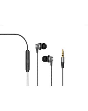 Devia - 3.5mm Metal Earphones with Microphone & Volume Control - Black